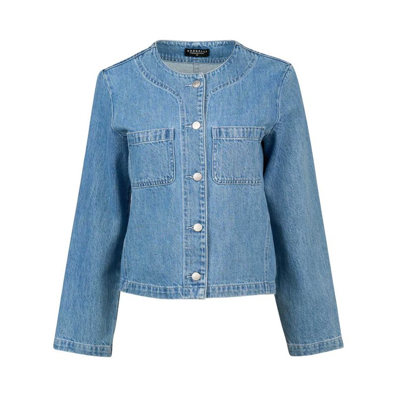 Vassalli Collarless Denim Jacket image number 2